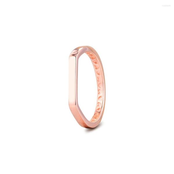 Cluster-Ringe, Logo-Bar-Stapelring, authentischer Roségold-Schmuck für Damen, europäischer Stil, Silberherstellung