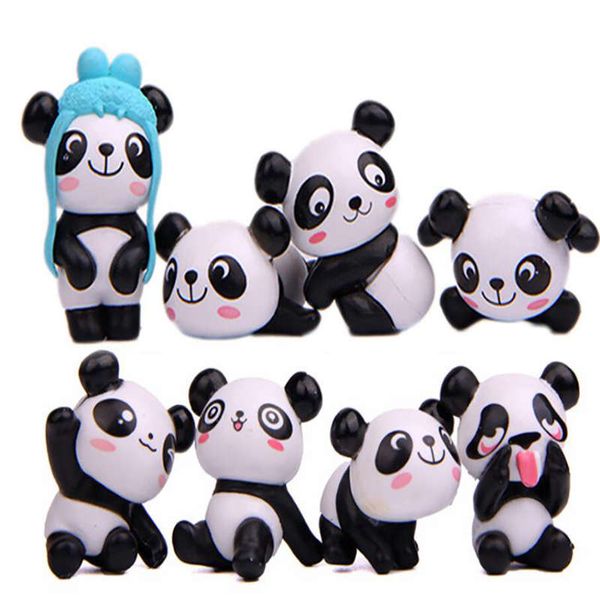 50set sevimli çizgi film oyuncak figürinler manzara peri bahçe minyatür dekor Çin tarzı kawaii pandas hayvanlar modelleri