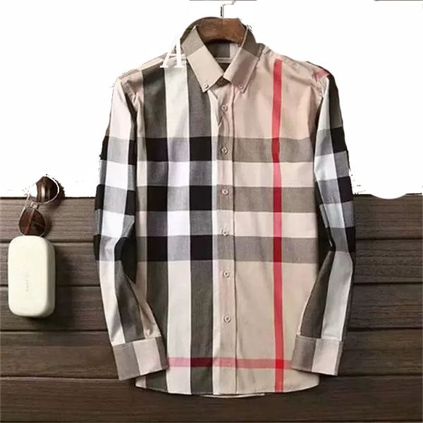 camicie da uomo firmate di lusso moda casual business social burerr camicia da cocktail marca Primavera Autunno che dimagrisce l'abbigliamento più alla moda M-3XL # 08 682609912