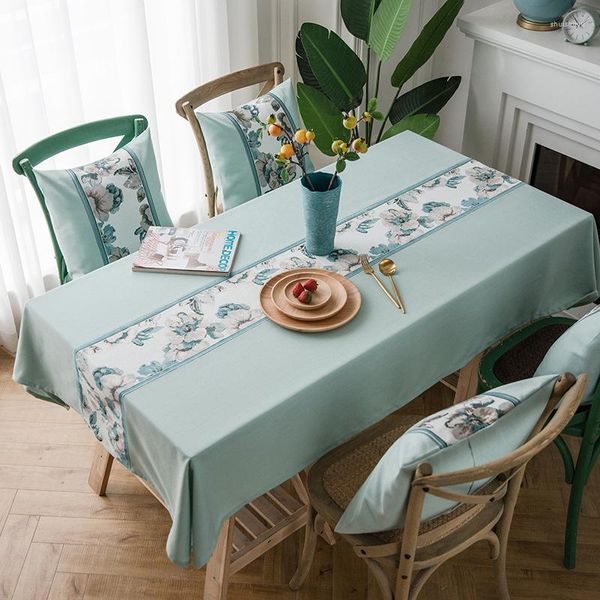 Tala de mesa de mesa Nórdica moderna impressão fresca Tocha de mesa retangular Decoração de casamento Tischdecke à prova de óleo à prova d'água