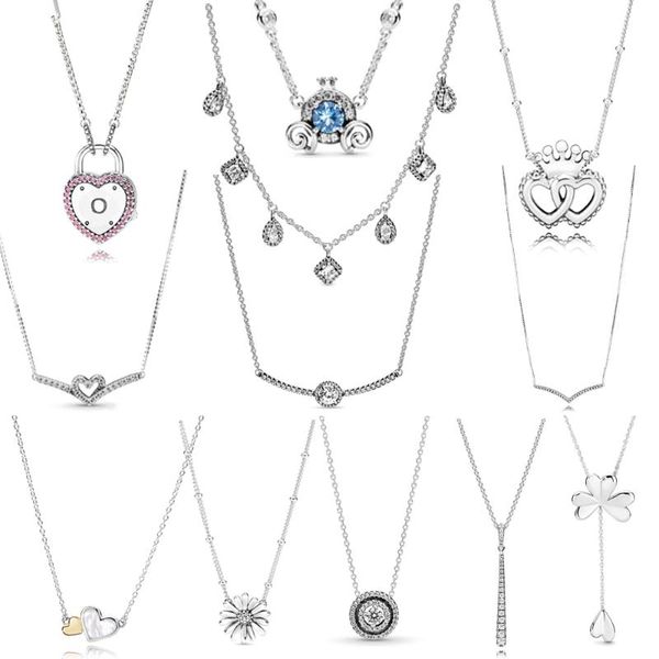 Zincirler güzel mücevher kadınlar moda yuvarlak kolye kalp yonca kolyeleri zirkon moda 925 gümüş orijinal gerdan