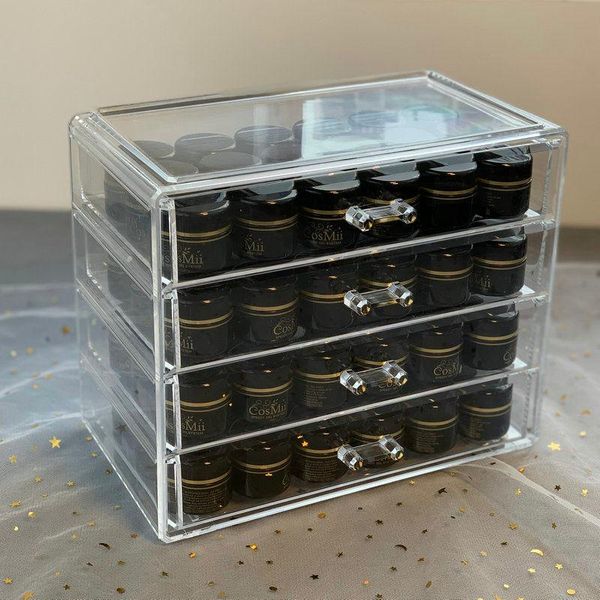 Caixas de armazenamento BINS Organizador de maquiagem compensa as gavetas caseiras de cosméticos acrílico transparente