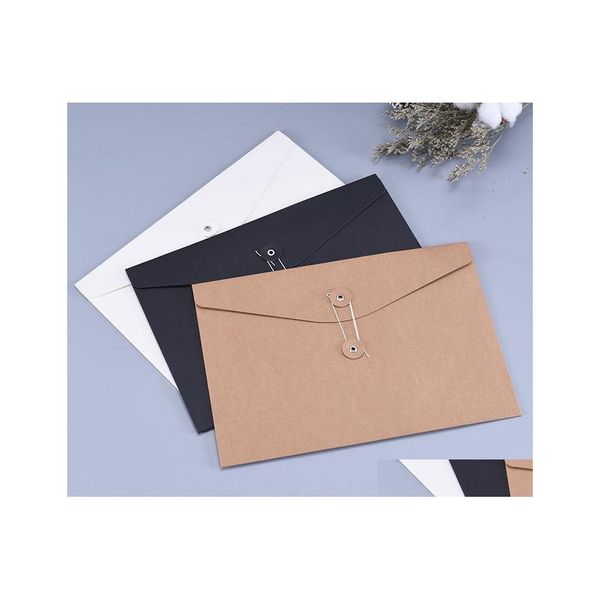 Arquivo Supplimentos 400pcs/lote Brown Kraft Paper A5/A4 Document Holder Arquivo Bolso de bolsa Envelope com String Bloqueio Office Supply P DH3XR