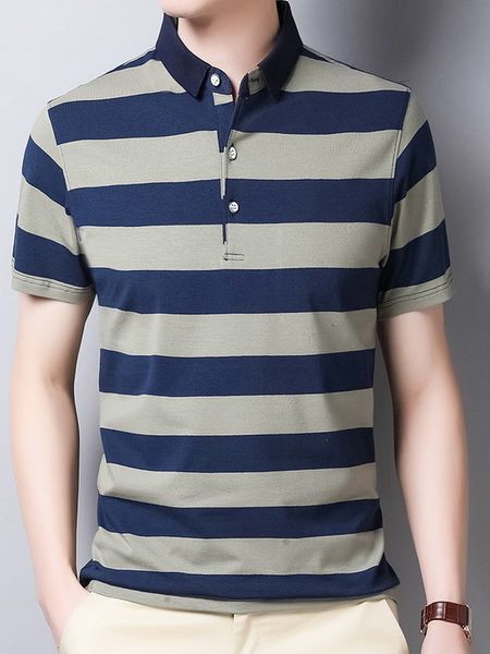 Polo da uomo GAAJ Polo a righe di marca da uomo 95% cotone Polo da lavoro Camicia casual estiva Classic Regular Fit Army Tops Fashion Social Tee 230317