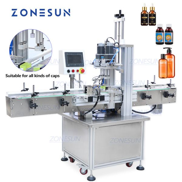 ZONESUN Spruzzatore automatico lineare per vasetti di vetro per gel per mani Spruzzatore Tappi per bottiglie E-liquid Tappatore a vite