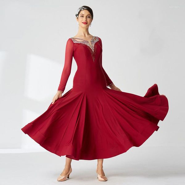 Bühnenkleidung Tanzkleidung Damen Rotes Kleid Sommerkleider Lateinische Tänze Damen Flamengo Tango Rumba/ChaChaLM-2026