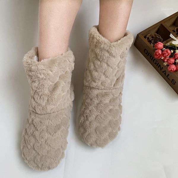 Hausschuhe für den Winter, warm, weich, Innenboden, Damensocken, Heimschuh, flauschige Rutschen für