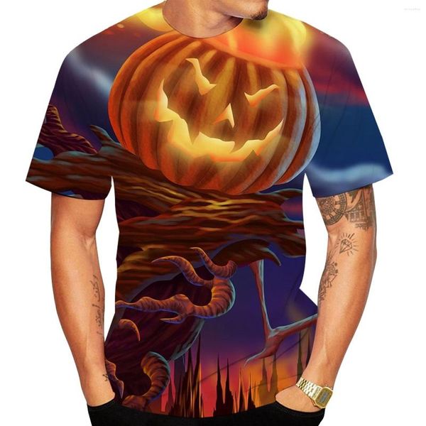 Magliette da uomo Halloween Funny Pumpkin 3D Print Shirt Grafica natalizia Casual Hipster Streetwear