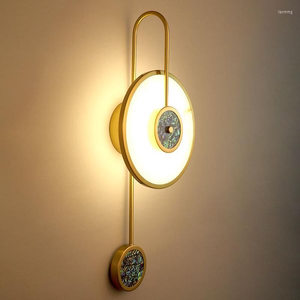 Wandleuchte Moderne Pendeluhr Wandleuchte Luxus Kristall Muscheln Lampen Hochwertiges Schlafzimmerlicht für Zuhause