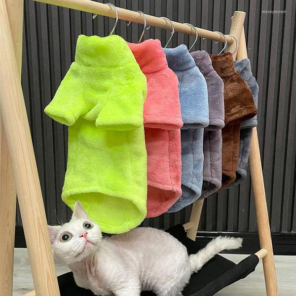 Costumi per gatti XS-XXL Tinta unita Inverno Morbido Peluche Sphynx Abbigliamento Pet Maglione per gatti Felpa con cappuccio Giacca per cani di piccola taglia Cappotto Gattino Costume