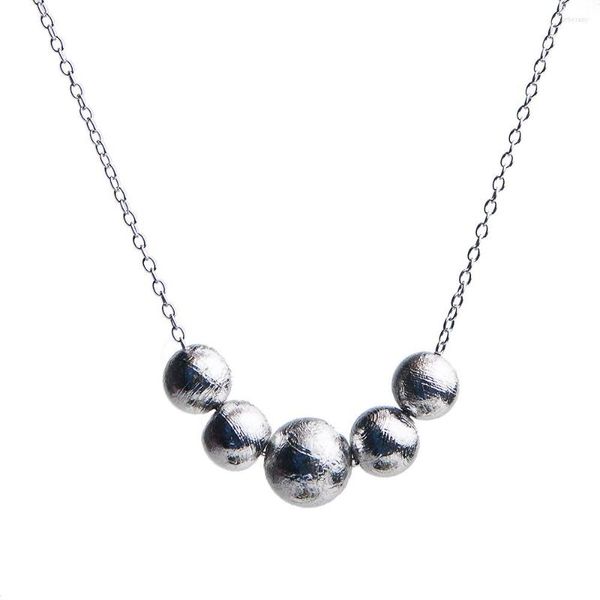 Ketten Natürliche Gibeon Eisen Meteorit Moldavit Anhänger Halskette Schmuck Für Frau Dame Mann Kristall 5 Perlen Silber 6mm 10mm