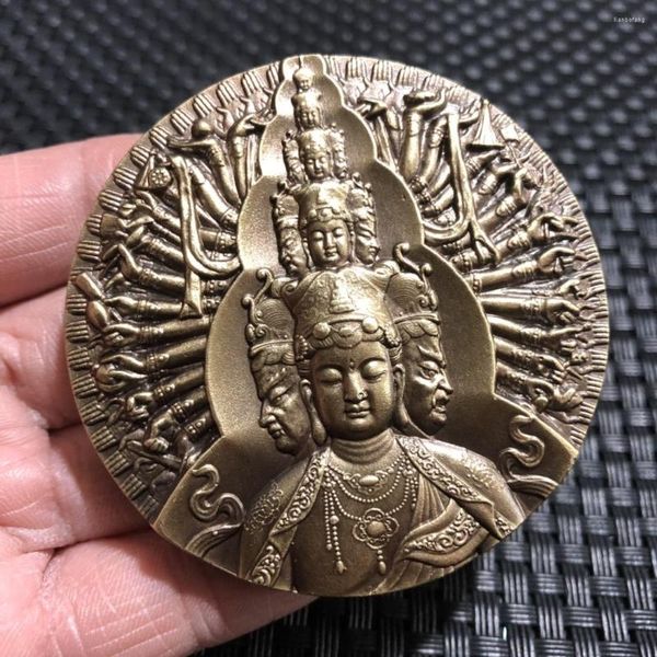 Dekoratif Figürinler Çin Ayrıştırma Bronz Heykeli İyi Fortune 'Bodhisattva Buddha' Hatıra Madalyon Metal El Sanatları Ana Sayfa