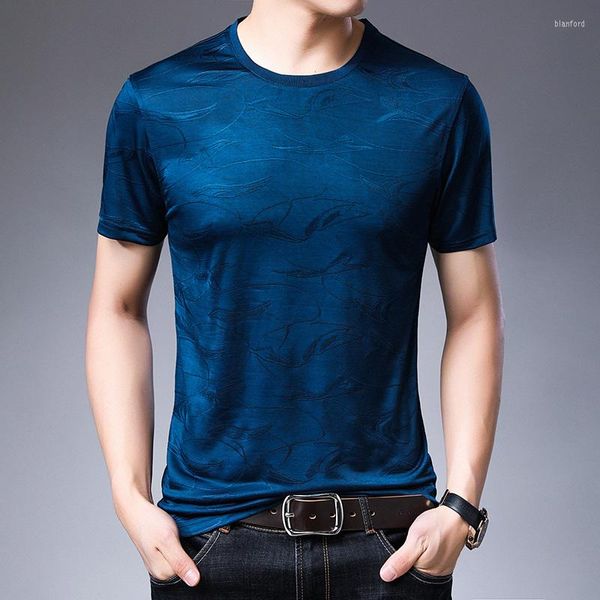 Herren T-Shirts Lila Kleider Große Größen Sommer Herrenmode 2023 Trends Produkte Weiße Seide Für Blaue Tops Einfarbige T-Shirts Männer