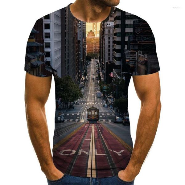 Magliette da uomo Popula T-shirt punk divertente con stampa digitale 3D Un venditore di magliette a maniche corte slim fit in Europa / America