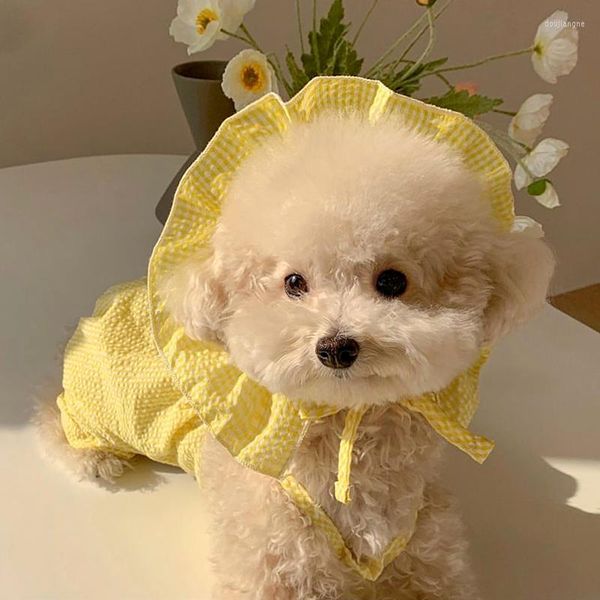 Köpek Giyim Teddy Ekose Camisole Yaz İnce Ev Kıyafetleri Pet Pomeranian Nefes Ürünleri ile Nefes Ürünleri