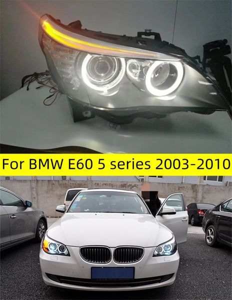 Para carro bmw e60 cabeça lâmpada 20 03-20 10 acessório do carro luz de nevoeiro dia running luz drl h7 led bi xenon lâmpada 520i 523i 530i faróis