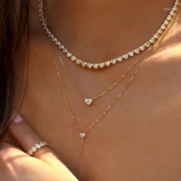 Calhas de moda colar colar pavimentado 5a cz placas de gargantilha de gargantilha dourada rosa cor de prata para mulheres Presente de jóias de casamento