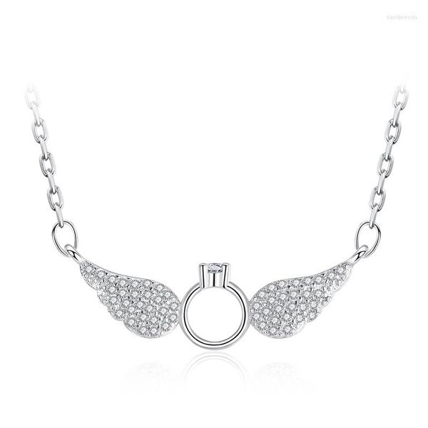 Correntes S925 Colar de prata para mulheres Angel Wing Girl Lady Fashion Jóias de presente DIY 45 cm Clear Cz