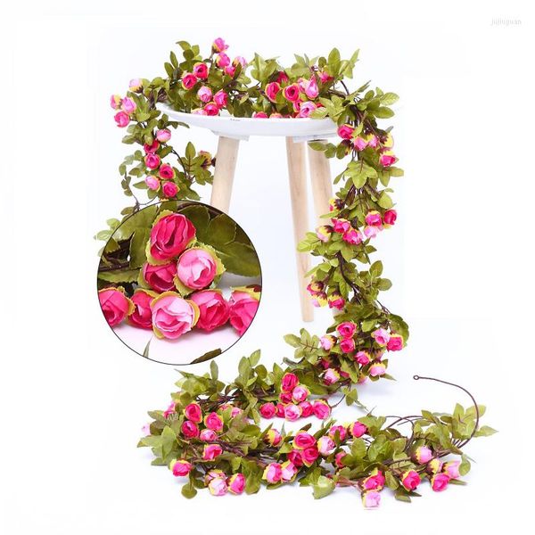 Fiori decorativi 2.2M Vite di rosa artificiale 42 Testa Casa Rattan Fiore di plastica Avvolgimento per interni Falso