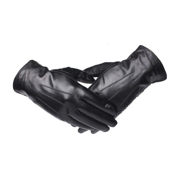 Fünf Finger Handschuhe GOURS Winter Echte Leder Handschuhe Männer Schwarz Echte Ziegenleder Handschuhe Fleece Gefüttert Warme Mode Fahren Fäustlinge Ankunft GSM043 230317