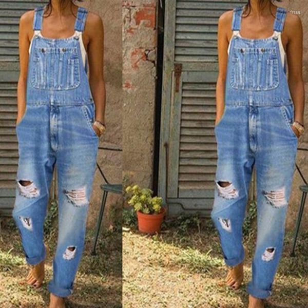 Damen-Jeans, Sommer, ärmellos, lässig, zerrissen, Schulranzen, Riemen, Teenager, modischer Overall, Denim-Overalls, Hosen