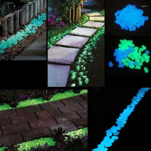 Gartendekorationen 25/50pcs leuchten in den dunklen Kieselsteinen Steine ​​Felsen DIY für Gehwege Patio Rasenhof Dekor Luminous Luminous