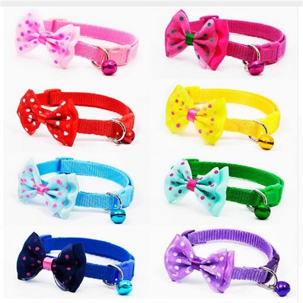 Collare per collana con ciondolo regolabile per cani in poliestere con campanelli Bowknot per cani di piccola taglia Collari per gatti Pet CCJ3040