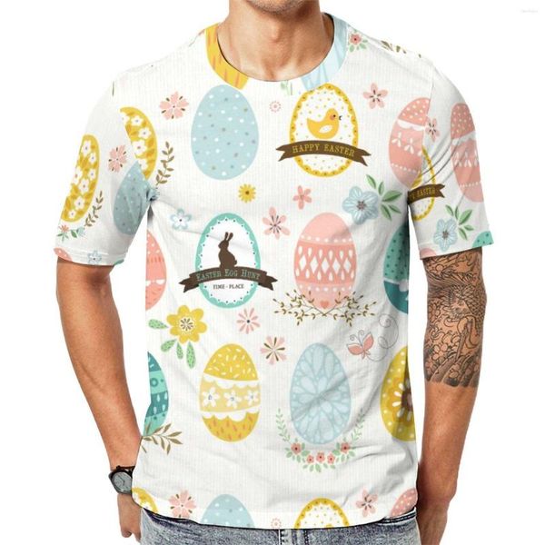 Erkekler Tişörtleri Mutlu Paskalya Gömlek Erkekler Renkli Yumurta Grafik Komik T-Shirts Yaz Hip Hop Tee Kısa kol deseni Büyük Boy