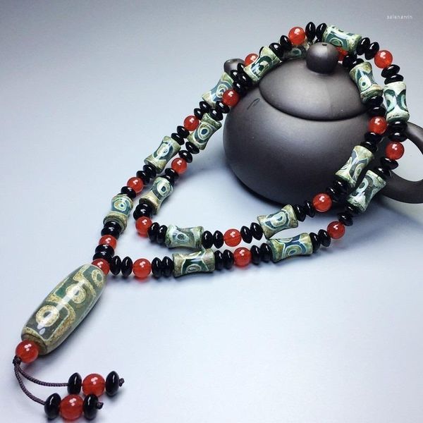 Catene che vendono collana di perline Dzi naturali gioielli con ciondoli da donna intagliati a mano per donna uomo accessori moda A021