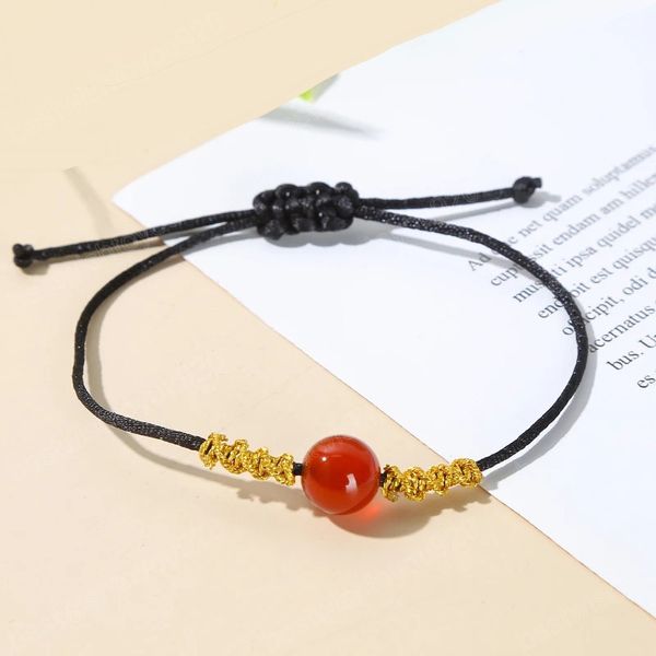 Natürliche Achat Glück Perlen Geflochtene Armbänder Frauen Koreanische Mode Charme Schwarz Seil Kette Einstellbare Armband Für Mädchen Geschenk