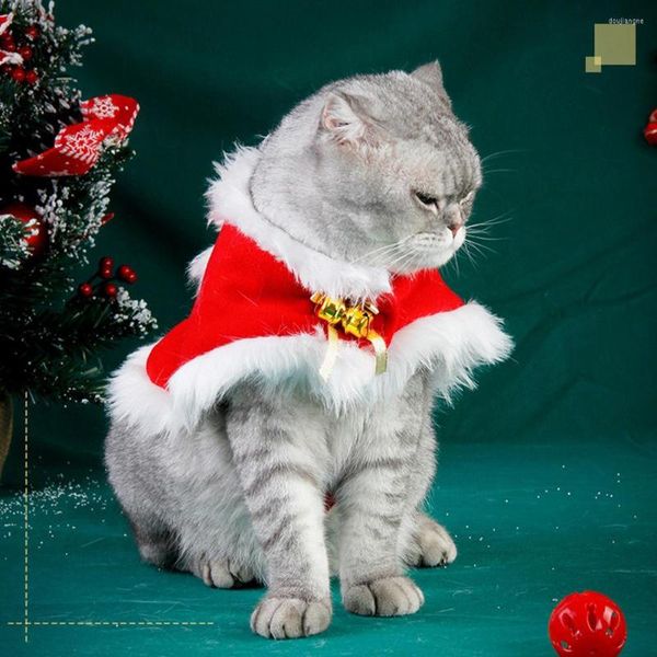 Kedi Kostümleri Pet Noel Sıcak Pelerin Çanlarla Sıcak Pelerin Ayarlanabilir Uzunluk Yumuşak Rahat Rüzgar Geçirmez Yıl Dekor