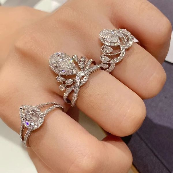 Anelli di marca di moda per donna top designer S925 anello da donna in argento sterling lusso anello di fidanzamento con diamante pieno donna regalo di San Valentino T01
