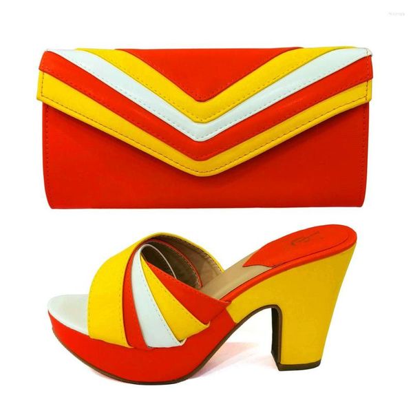 Scarpe vestite estate arrivare in arrivo arancione per nigeriano e borse per set abbinato Design italiano in stile maturo