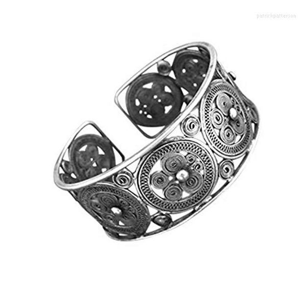 Bangle Eastcode Charming Tribal Silver Silver Chinese Ethnic Flower Miao Jóias exclusivas feitas à mão