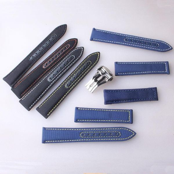 Watch Bänder Canvas Nylon Gummibänder 19mm 20mm 21mm 22mm Blue Watchbänder Herren Ersatz Armband Bandzubehör ClASP -Bereitstellung