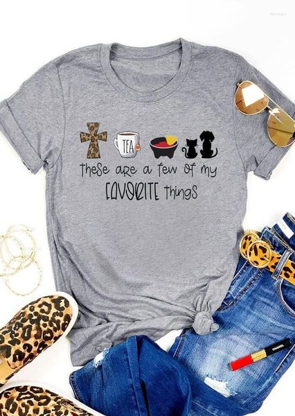 Magliette da donna Colored Leopard Cross Pet Are My Favorite Things T-Shirt Funny Graphic Cotton Women Fashion Casual Unisex Tshirt Top Tee