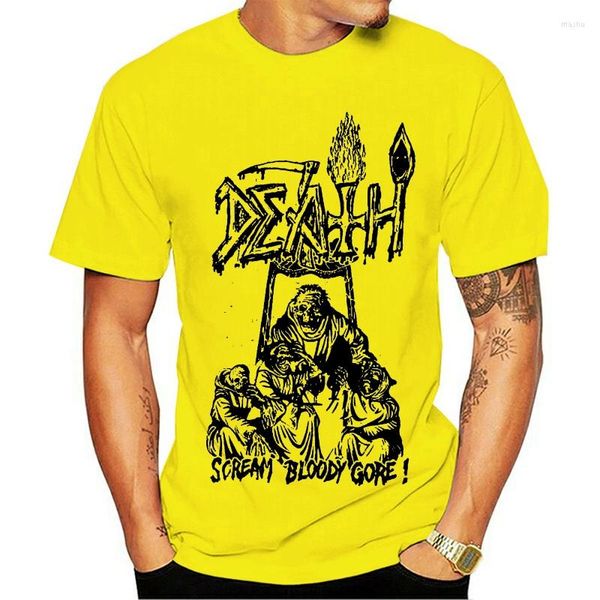 Magliette da uomo DEATH Scream Bloody Line Art Camicia bianca Chuck Schuldiner Necrologio Metal Adult Cotton Tees T-shirt Vendita Abbigliamento