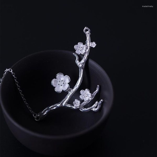 Цепи Clabical Chain 925 Серебряная серебряная вишневая колье мода Мода Летние ювелирные украшения ветвь цветы ожерелья для женщин подвески для женщин