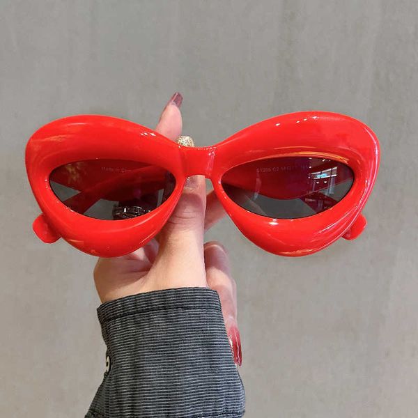 KAMMPT Yeni Kedi Göz Güneş Gözlüğü Kadın Moda Kalın Şişirilmiş Çerçeve Tonları Trendy Popüler Marka Tasarım Sevimli UV400 Güneş Gözlükleri G230225