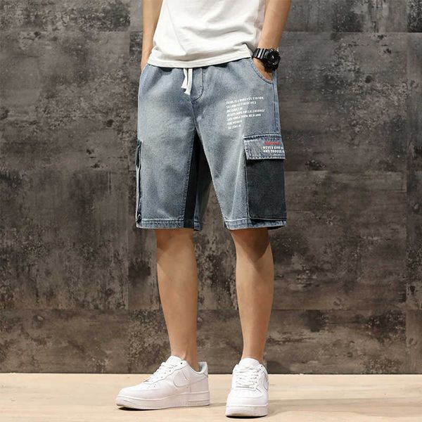 Herren-Shorts, Denim-Shorts, 2021, Streetwear, elastische Taille, Reithose, Bermuda, männlich, große Tasche, lässig, halbe Jean, Sommermode, Cargo-Shorts für Herren, G230316