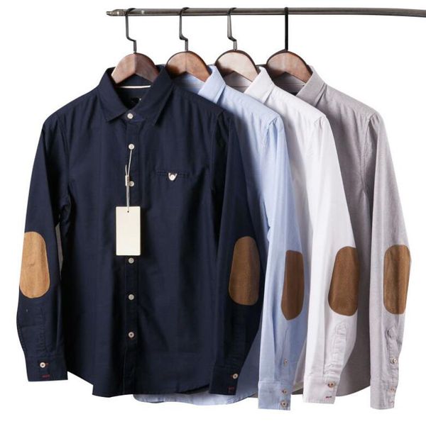 2023 Мода All-Match Matchs Loak Tops мужской бренд с длинными рукавами для патч-шлеп мужская повседневные рубашки мужская рубашка Oxford Retro японская бизнес модность
