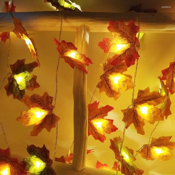 Fiori decorativi 3 metri Ghirlande di foglie autunnali luminose Illuminano le forniture per feste Appese piante finte Vite luminosa per la decorazione di Halloween