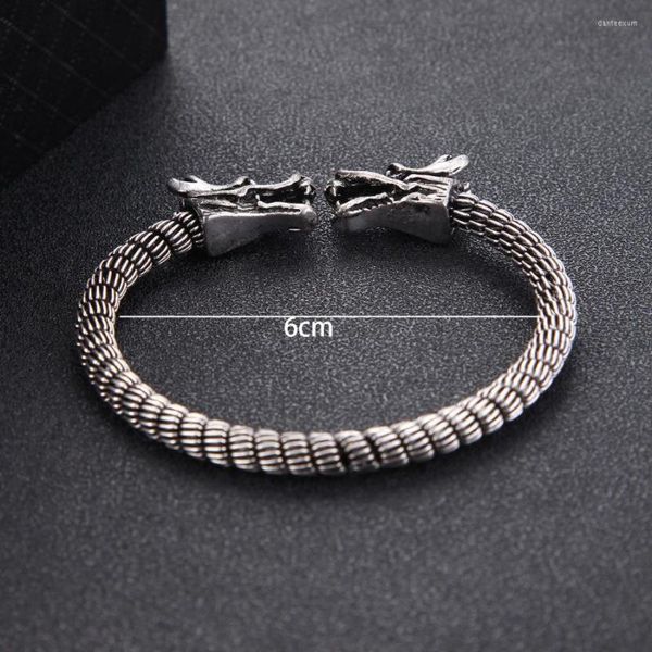 Brazalete de plata antigua Hip Hop Open Cuff Vintage Twist Feather tornillo tuerca pulsera para hombres y mujeres gótico Punk Grunge joyería