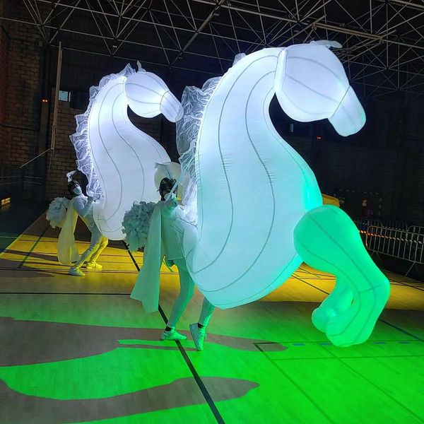 Arte lluminada Infláveis ​​de cavalo traje inflável inflável com faixa LED para decoração de eventos de desfile da cidade