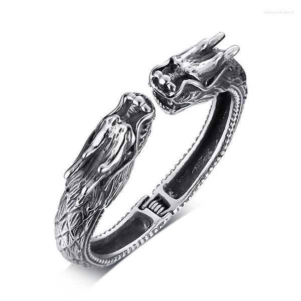 Armreif BC Jewelry Punk Vintage Drache Leopardenkopf Edelstahl Charm Manschettenarmbänder Armreifen Tough Man Pulsera Geschenke für Ihn Geschenk