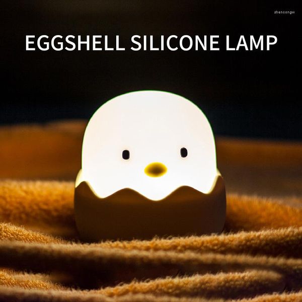 Nachtlichter Eierschale Huhn Silikon Pat Lampe USB Licht Lade Pflege Tumbler Cartoon Ei Kinder Led Tisch