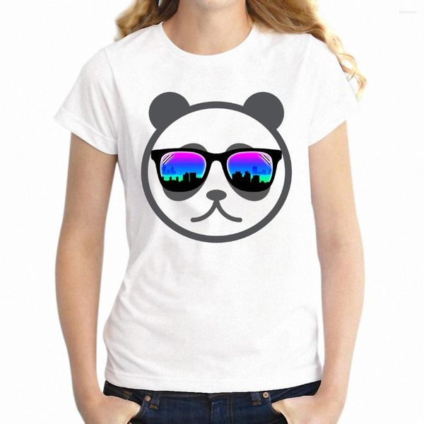 Camisetas femininas T-shirt Woman Neon Panda Awesome Girl's T-shirts Summer Top Harajuku Funny Shirt Tops Tops Roupos Mulheres