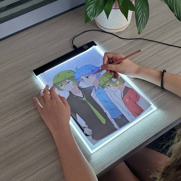 Forniture per disegno e pittura Giocattoli creativi per bambini Formato A4 Lavagna dimmerabile a 3 livelli Tavoletta per schizzi Pratica per scrivere Blocco da disegno a LED Strumento per pittura leggera 230317