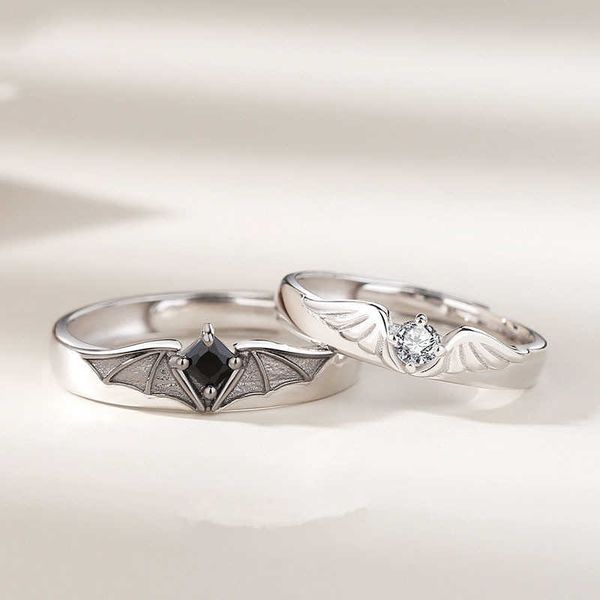Anéis de banda 2022 Novo anjo demônio casal anéis de moda design de criatividade de personalidade anel ajustável para homens homens amantes jóias presentes g230317