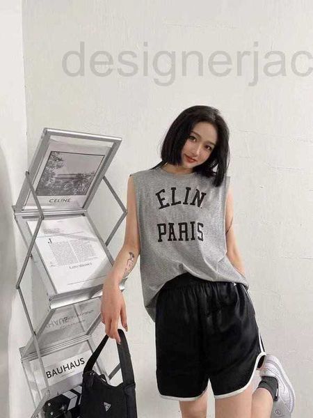 Damen T-Shirt Designer Fashion Frontprint PARIS ärmelloses kurzes Tanktop 9OXE